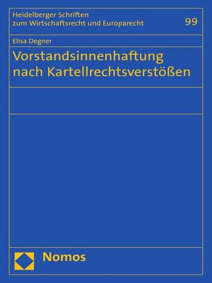 cover image of Vorstandsinnenhaftung nach Kartellrechtsverstößen